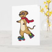 Meerkat als Skater mit Roller-Skaten Karte (Gelbe Blume)