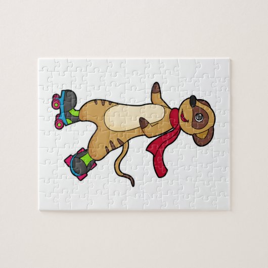Meerkat als Skater mit Roller-Skaten Puzzle (Horizontal)