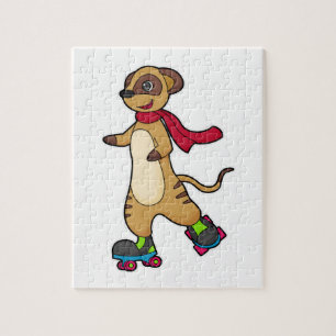 Meerkat als Skater mit Roller-Skaten Puzzle
