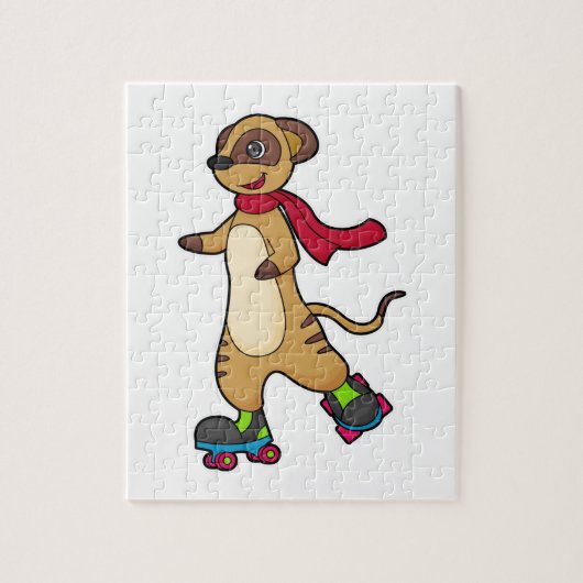 Meerkat als Skater mit Roller-Skaten Puzzle (Vertikal)