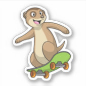 Meerkat als Skater mit Skateboard Aufkleber (Vorderseite)