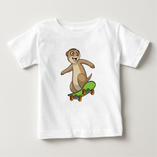 Meerkat als Skater mit Skateboard Baby T-shirt (Vorderseite)