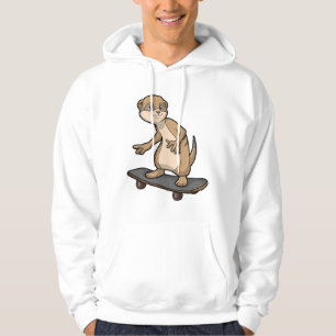 Meerkat als Skater mit Skateboard Hoodie