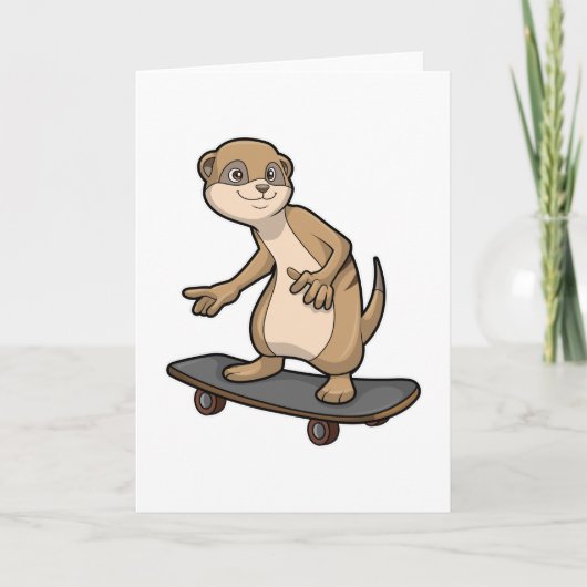 Meerkat als Skater mit Skateboard Karte (Vorderseite)