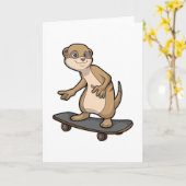 Meerkat als Skater mit Skateboard Karte (Gelbe Blume)