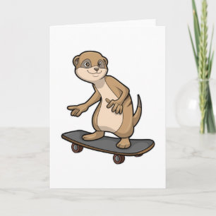 Meerkat als Skater mit Skateboard Karte