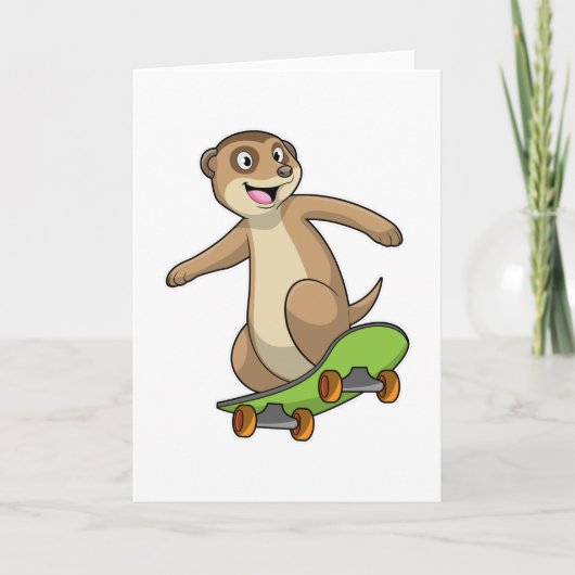 Meerkat als Skater mit Skateboard Karte (Vorderseite)