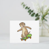 Meerkat als Skater mit Skateboard Postkarte (Stehend Vorderseite)
