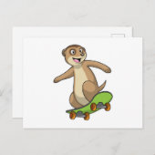 Meerkat als Skater mit Skateboard Postkarte (Vorne/Hinten)