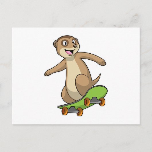 Meerkat als Skater mit Skateboard Postkarte (Vorderseite)