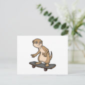 Meerkat als Skater mit Skateboard Postkarte (Stehend Vorderseite)