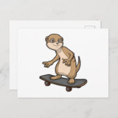 Meerkat als Skater mit Skateboard Postkarte (Vorne/Hinten)
