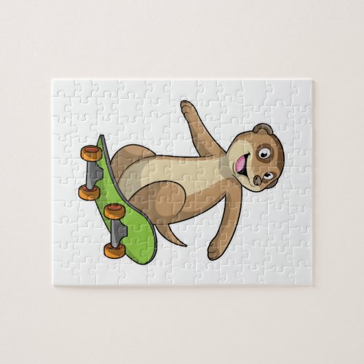 Meerkat als Skater mit Skateboard Puzzle (Horizontal)