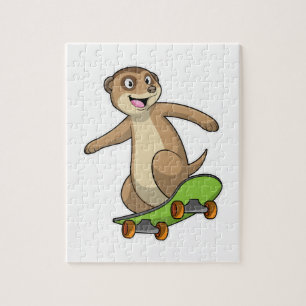 Meerkat als Skater mit Skateboard Puzzle