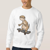 Meerkat als Skater mit Skateboard Sweatshirt (Vorderseite)