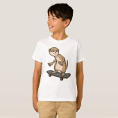 Meerkat als Skater mit Skateboard T-Shirt (Vorne ganz)