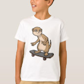Meerkat als Skater mit Skateboard T-Shirt (Vorderseite)