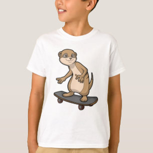 Meerkat als Skater mit Skateboard T-Shirt