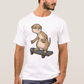 Meerkat als Skater mit Skateboard T-Shirt (Vorderseite)