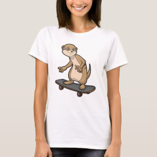 Meerkat als Skater mit Skateboard T-Shirt