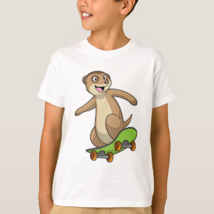 Meerkat als Skater mit Skateboard T-Shirt