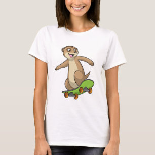 Meerkat als Skater mit Skateboard T-Shirt