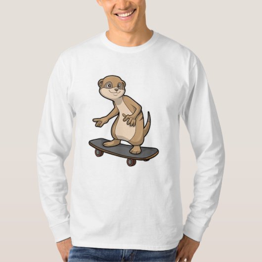 Meerkat als Skater mit Skateboard T-Shirt (Vorderseite)