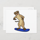 Meerkat als Snowboarder mit Snowboard Postkarte (Vorne/Hinten)