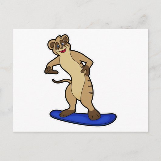 Meerkat als Snowboarder mit Snowboard Postkarte (Vorderseite)