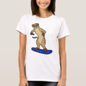 Meerkat als Snowboarder mit Snowboard T-Shirt (Vorderseite)