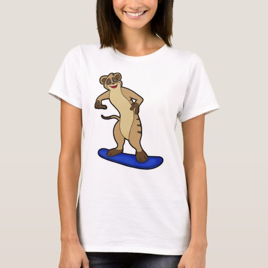 Meerkat als Snowboarder mit Snowboard T-Shirt (Vorderseite)