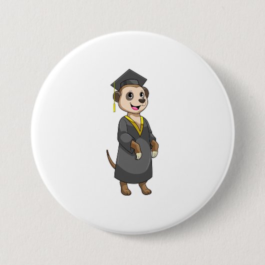Meerkat als Student mit Diplom Button (Vorderseite)