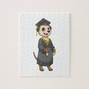 Meerkat als Student mit Diplom Puzzle