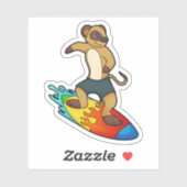 Meerkat als Surfer mit Surfboard Aufkleber (Blatt)