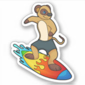 Meerkat als Surfer mit Surfboard Aufkleber (Vorderseite)