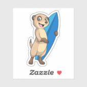 Meerkat als Surfer mit Surfboard Aufkleber (Blatt)
