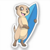 Meerkat als Surfer mit Surfboard Aufkleber (Vorderseite)