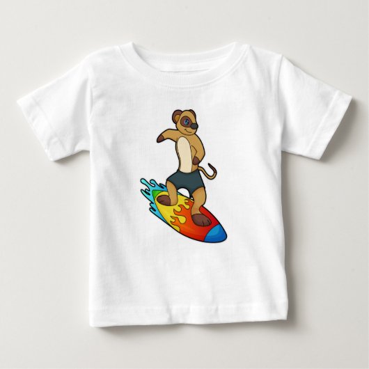 Meerkat als Surfer mit Surfboard Baby T-shirt (Vorderseite)