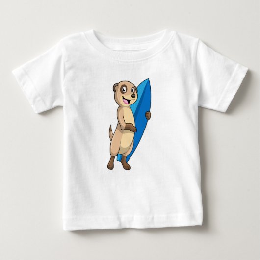 Meerkat als Surfer mit Surfboard Baby T-shirt (Vorderseite)