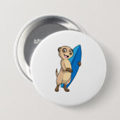 Meerkat als Surfer mit Surfboard Button (Vorne & Hinten)
