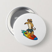 Meerkat als Surfer mit Surfboard Button (Vorne & Hinten)
