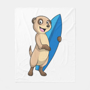 Meerkat als Surfer mit Surfboard Fleecedecke