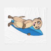 Meerkat als Surfer mit Surfboard Fleecedecke (Vorderseite (Horizontal))