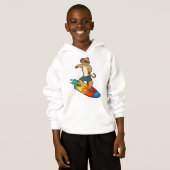 Meerkat als Surfer mit Surfboard Hoodie (Vorne ganz)