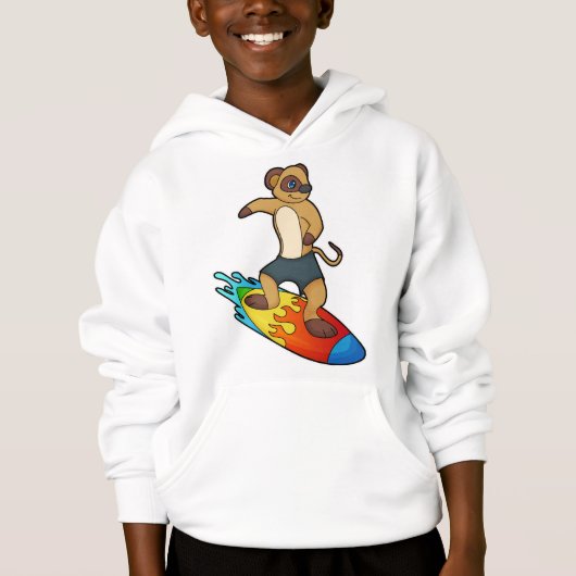 Meerkat als Surfer mit Surfboard Hoodie (Vorderseite)