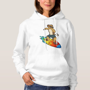 Meerkat als Surfer mit Surfboard Hoodie