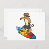Meerkat als Surfer mit Surfboard Postkarte (Vorne/Hinten)