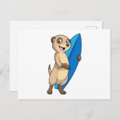 Meerkat als Surfer mit Surfboard Postkarte (Vorne/Hinten)