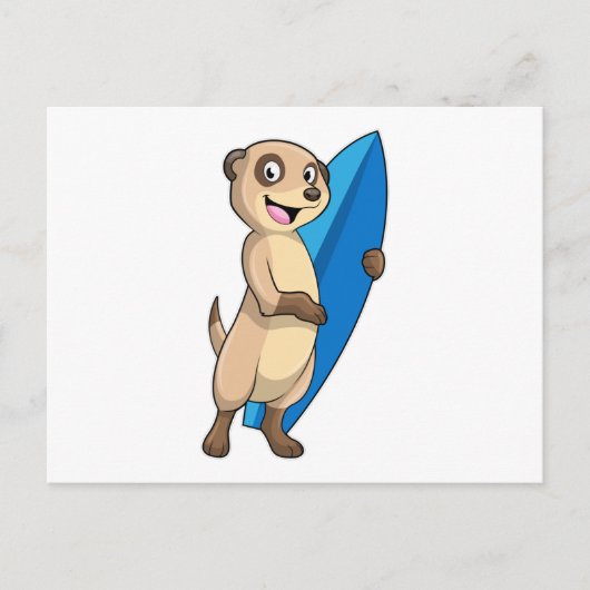Meerkat als Surfer mit Surfboard Postkarte (Vorderseite)
