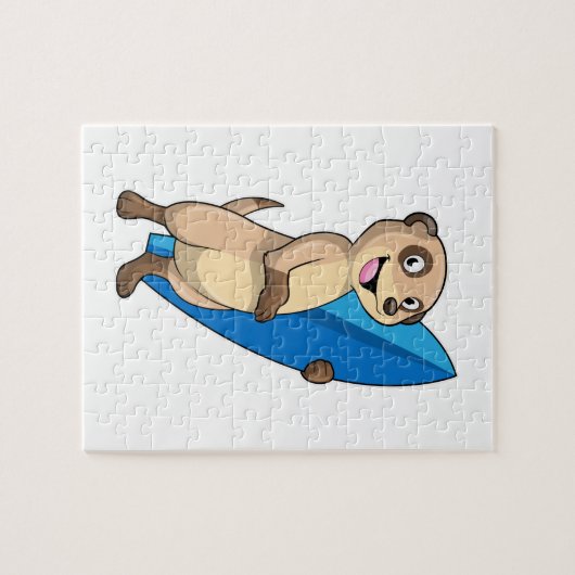 Meerkat als Surfer mit Surfboard Puzzle (Horizontal)